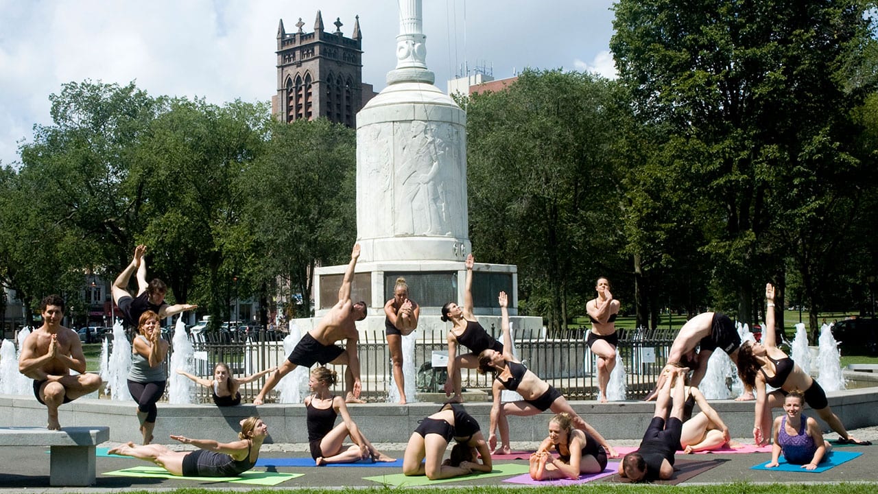 Yoga Group at the Fountain